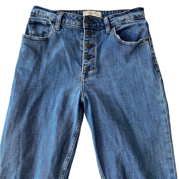 Abercrombie & Fitch Mom High Rise Curve Love Exposed Button Fly Raw Hem Jean 27 - Picture 8 of 10